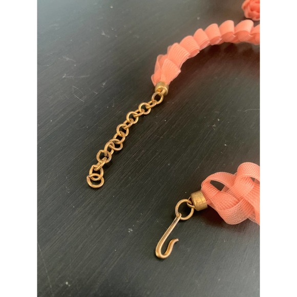 Coral Ribbon Braid Necklace Earrings Set - Picture 8 of 10